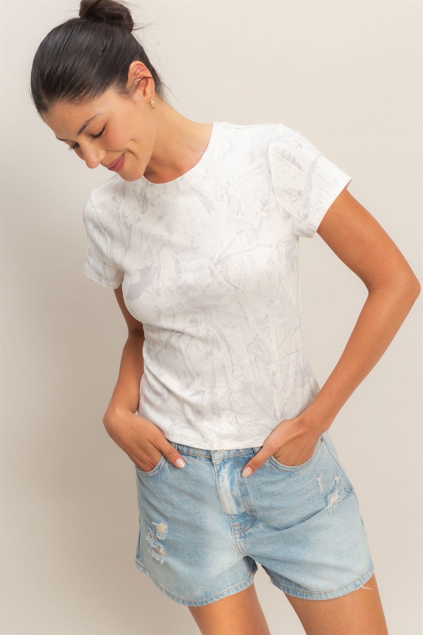 Camo Fitted Crew Neck T-Shirt