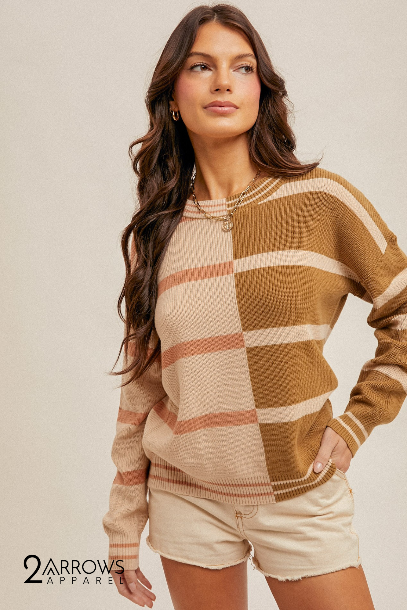 Color Block Stripe Pullover Sweater