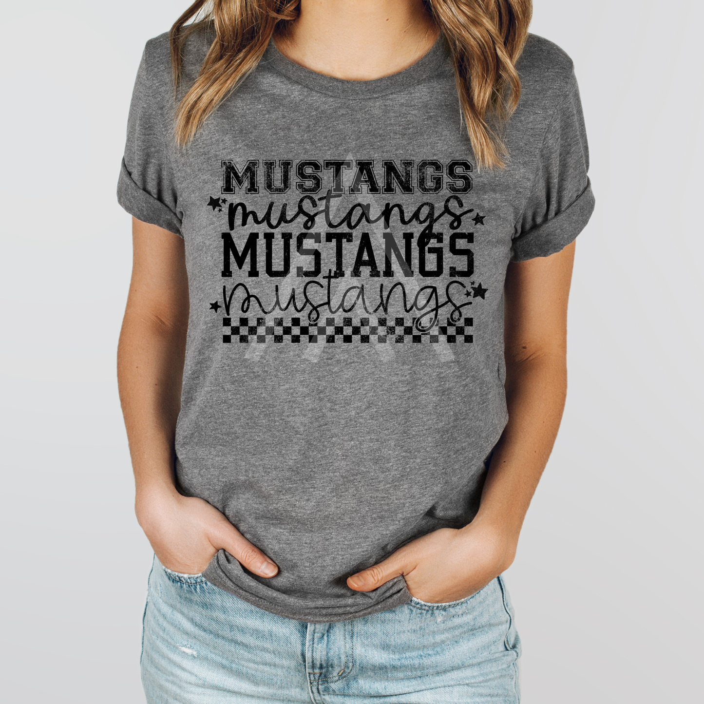 Stacked Grunge Mascots- Mustangs