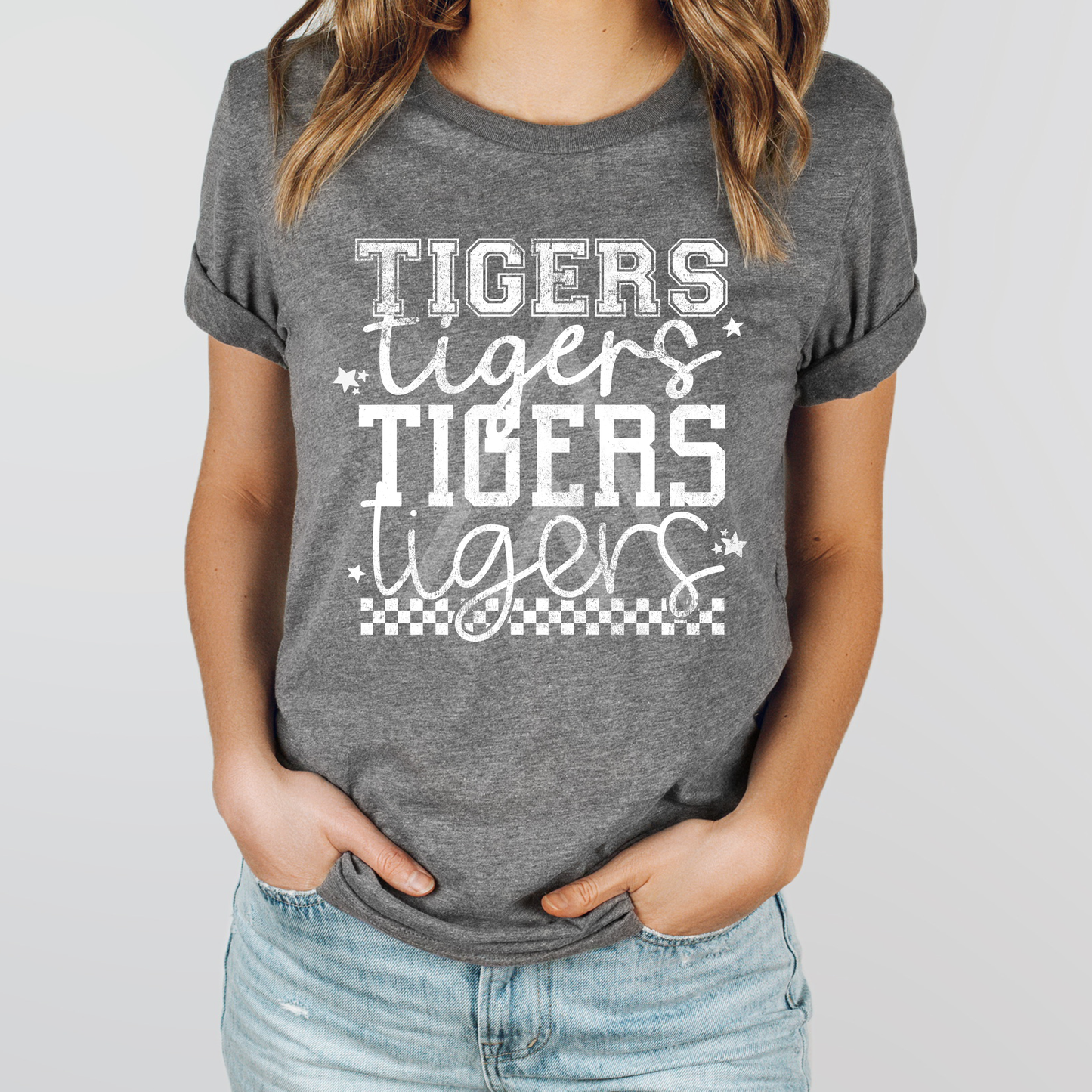 Stacked Grunge Mascots- Tigers