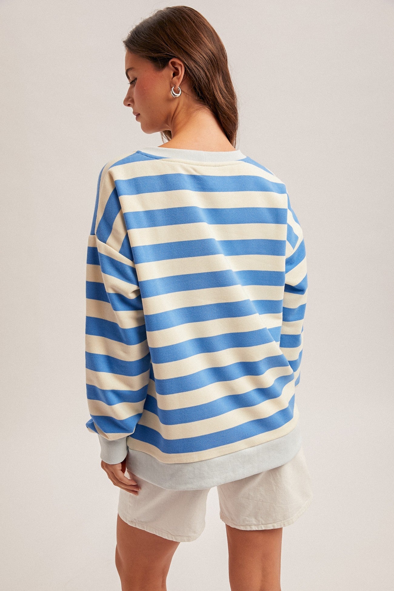 Oversized French Terry Striped Sweatshirt