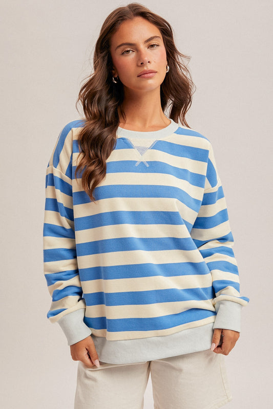 Oversized French Terry Striped Sweatshirt