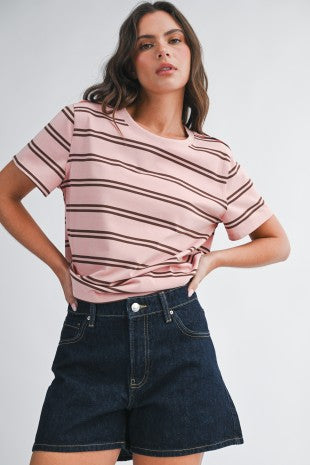 Striped Boxy Short Sleeve Tee