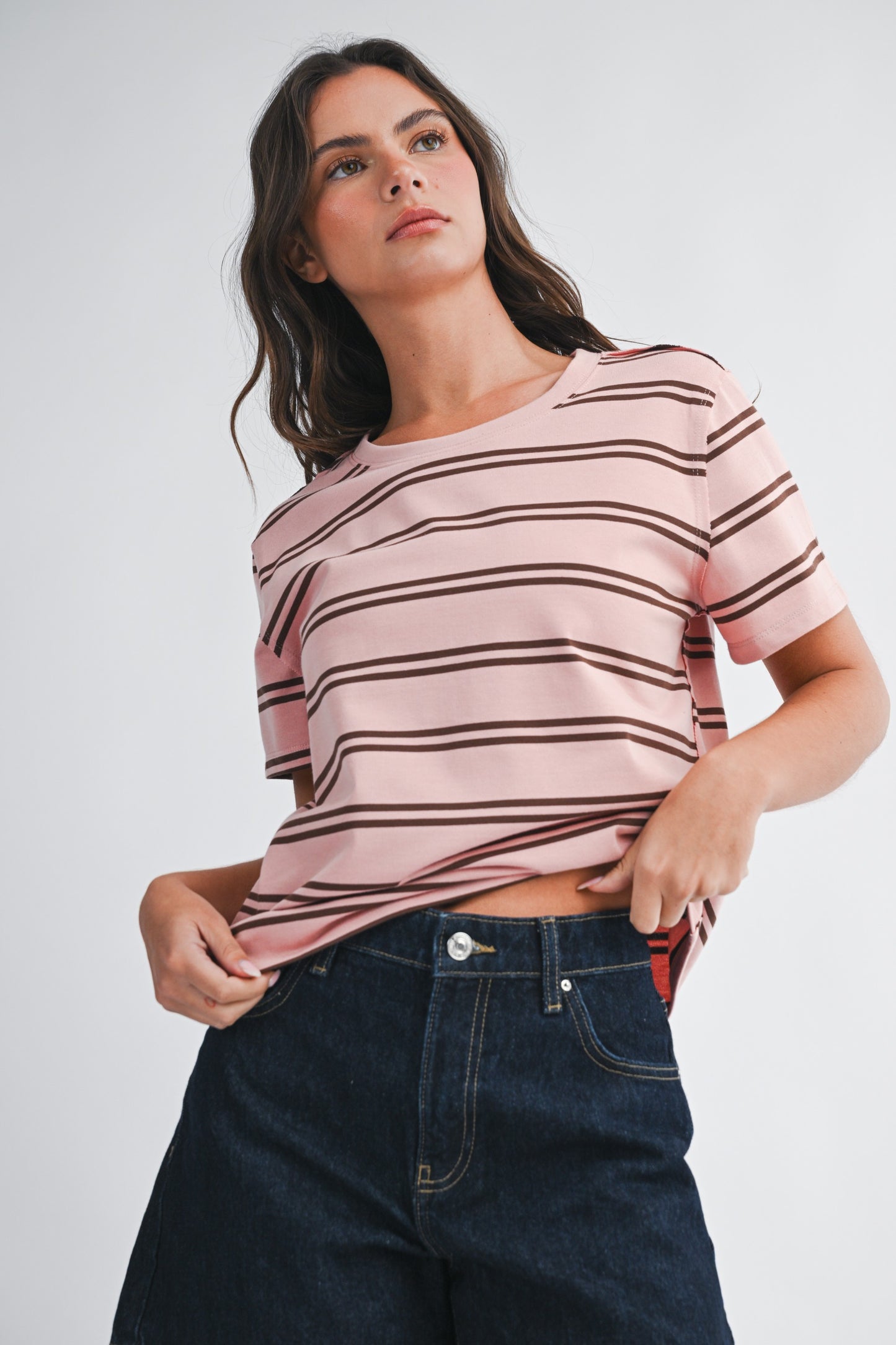 Striped Boxy Short Sleeve Tee