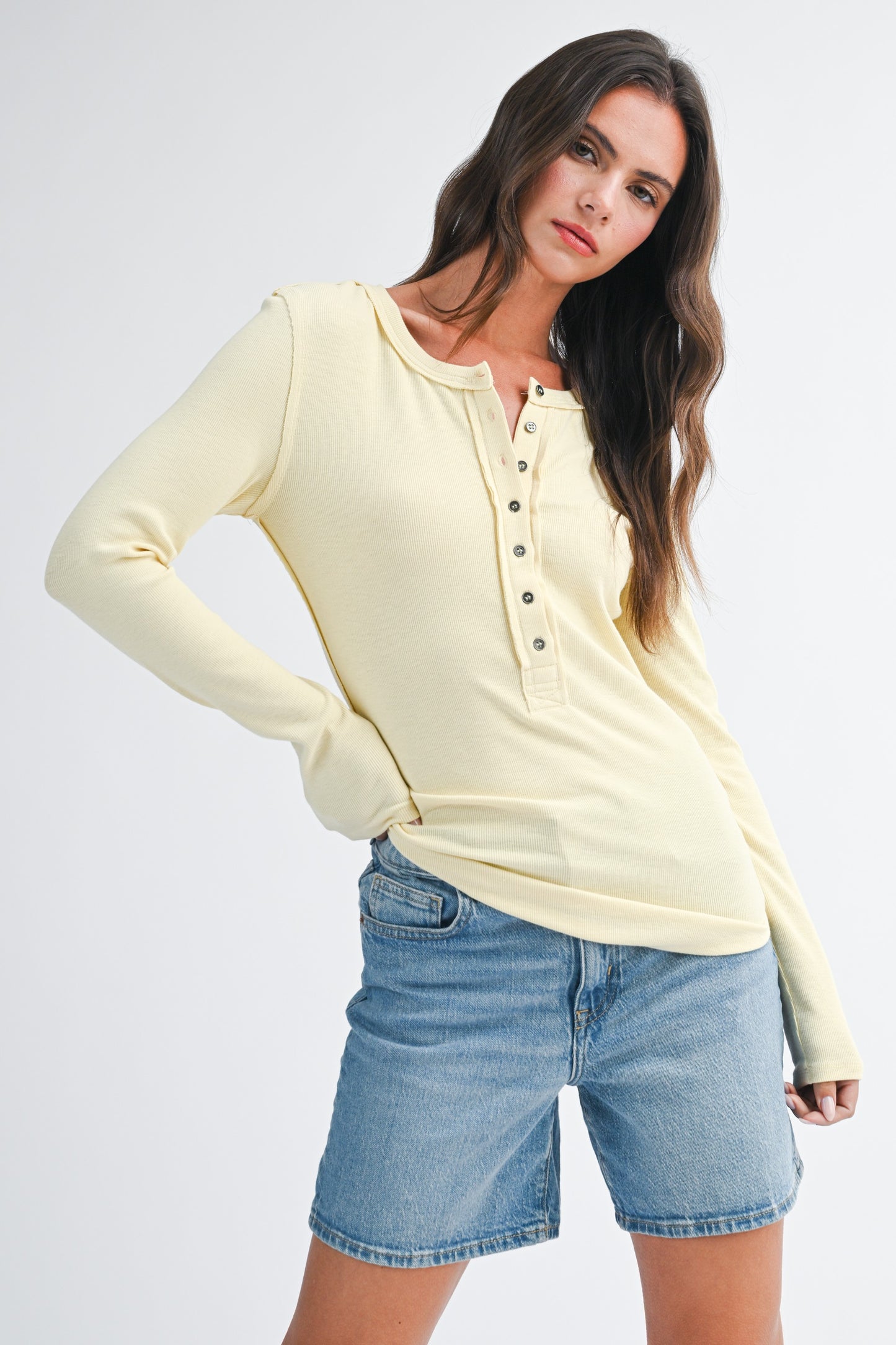 Butter Henley Long Sleeve Top