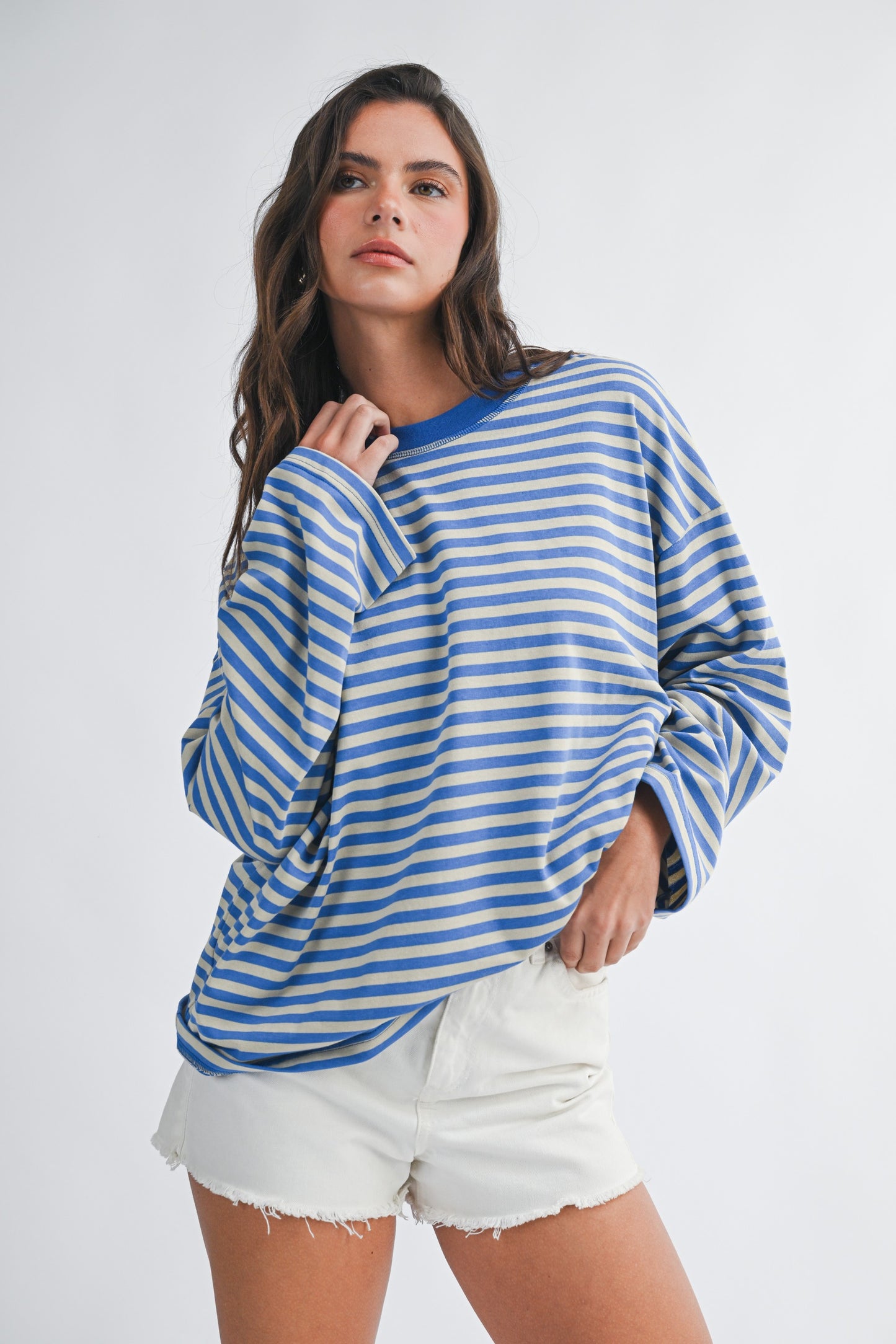 Oversized Stripe Long Sleeve Top