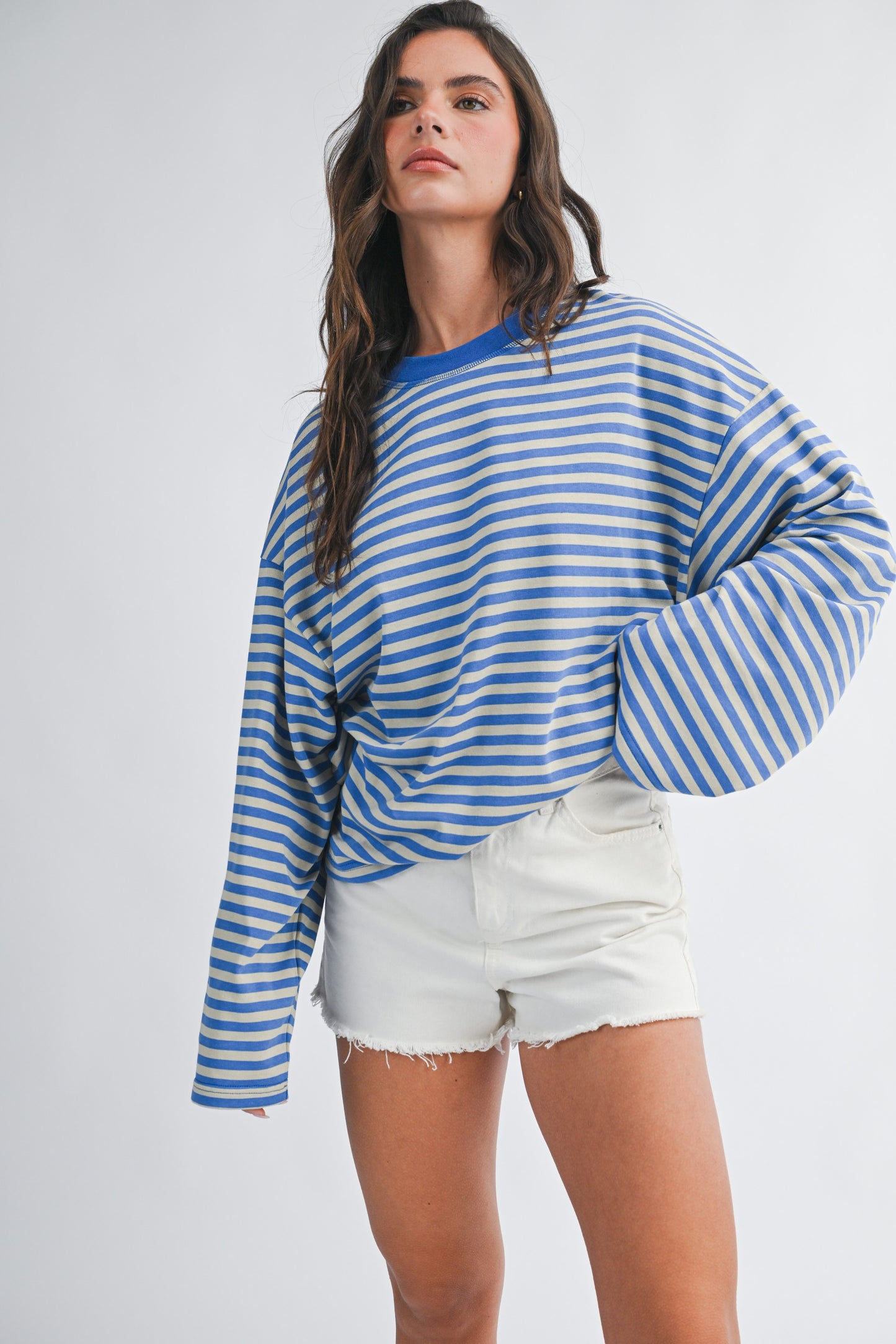 Oversized Stripe Long Sleeve Top