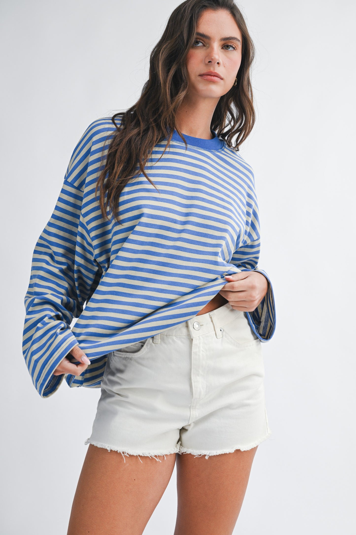 Oversized Stripe Long Sleeve Top
