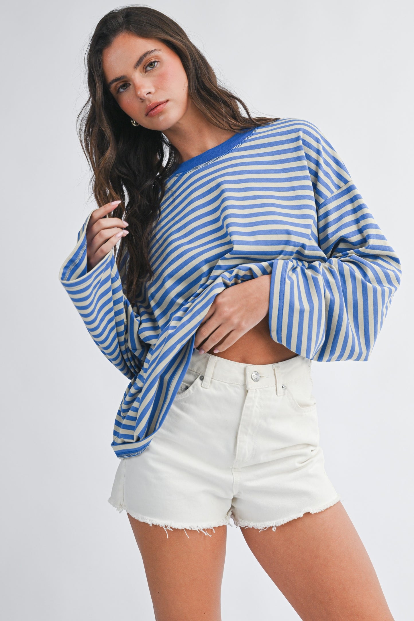 Oversized Stripe Long Sleeve Top