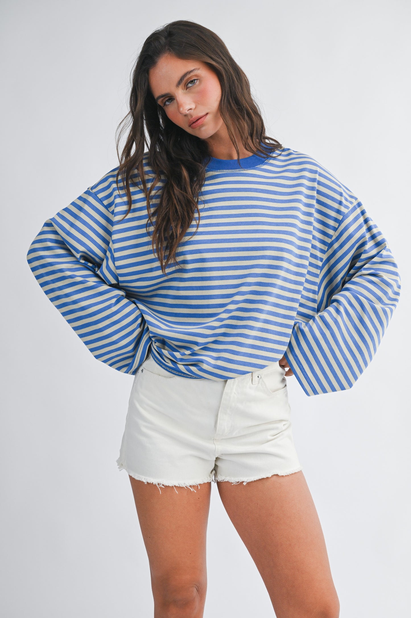 Oversized Stripe Long Sleeve Top
