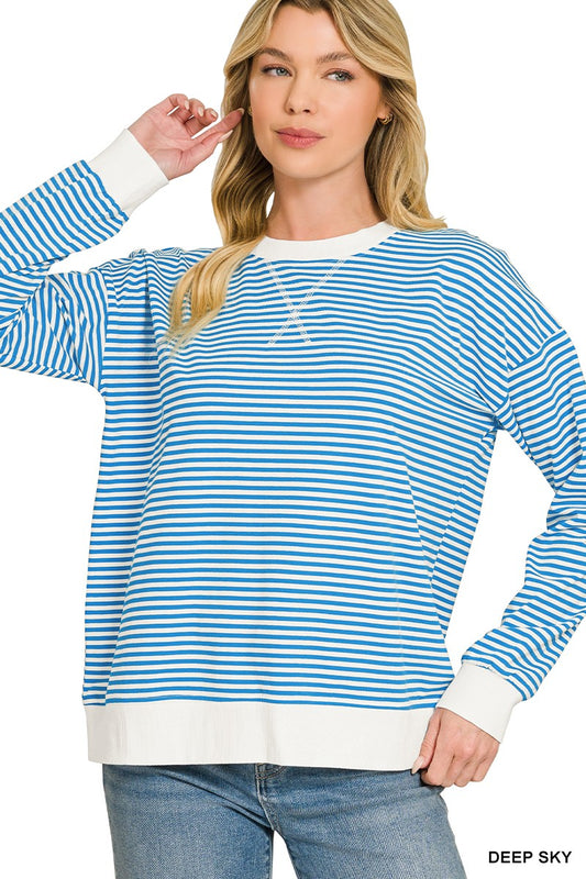 Striped Rib Banded Pullover