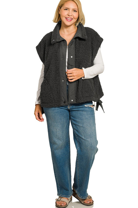 Plus Oversized Faux Fur Vest