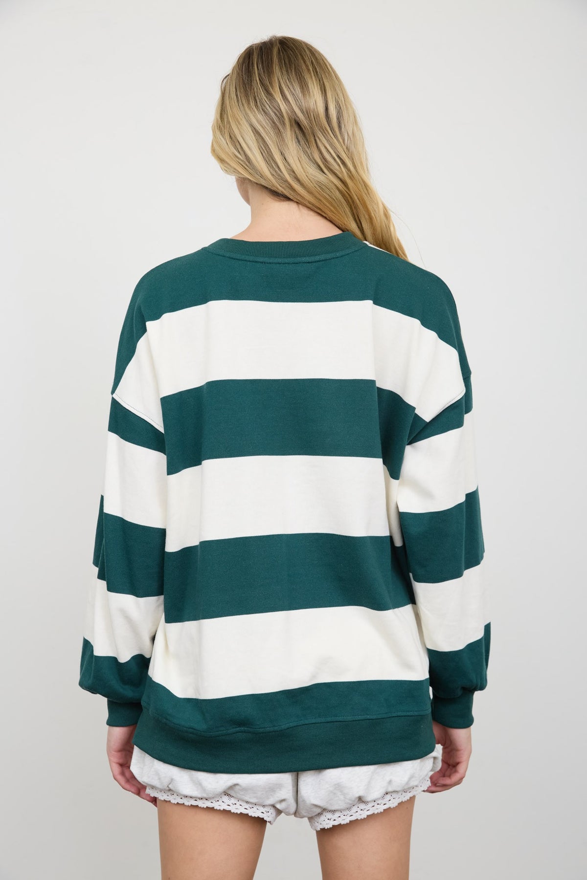 Oversized Wide Stripe Crew Neck Knit Top