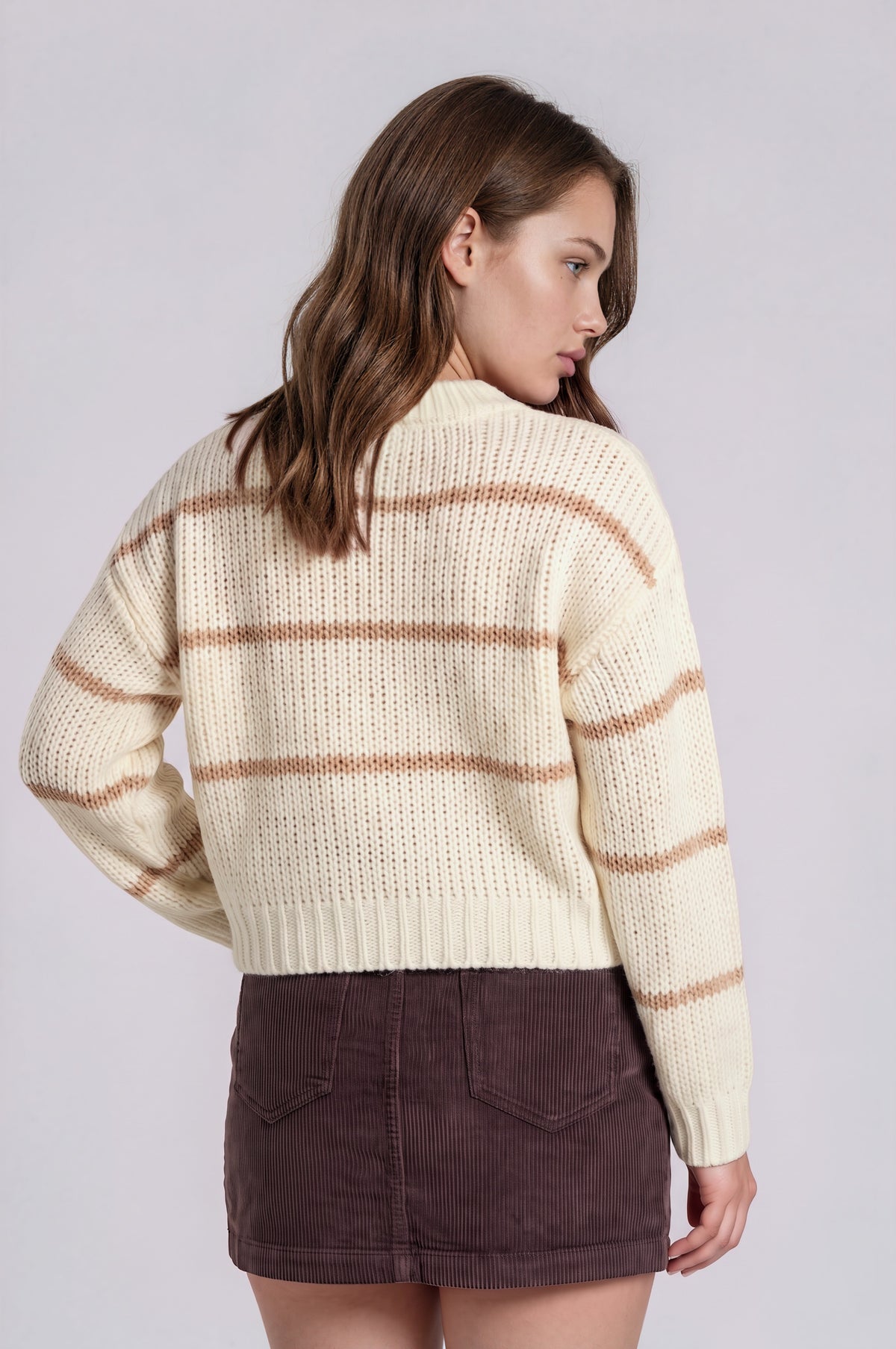 Plus Stripe Jacquard Button Down Knit Cardigan