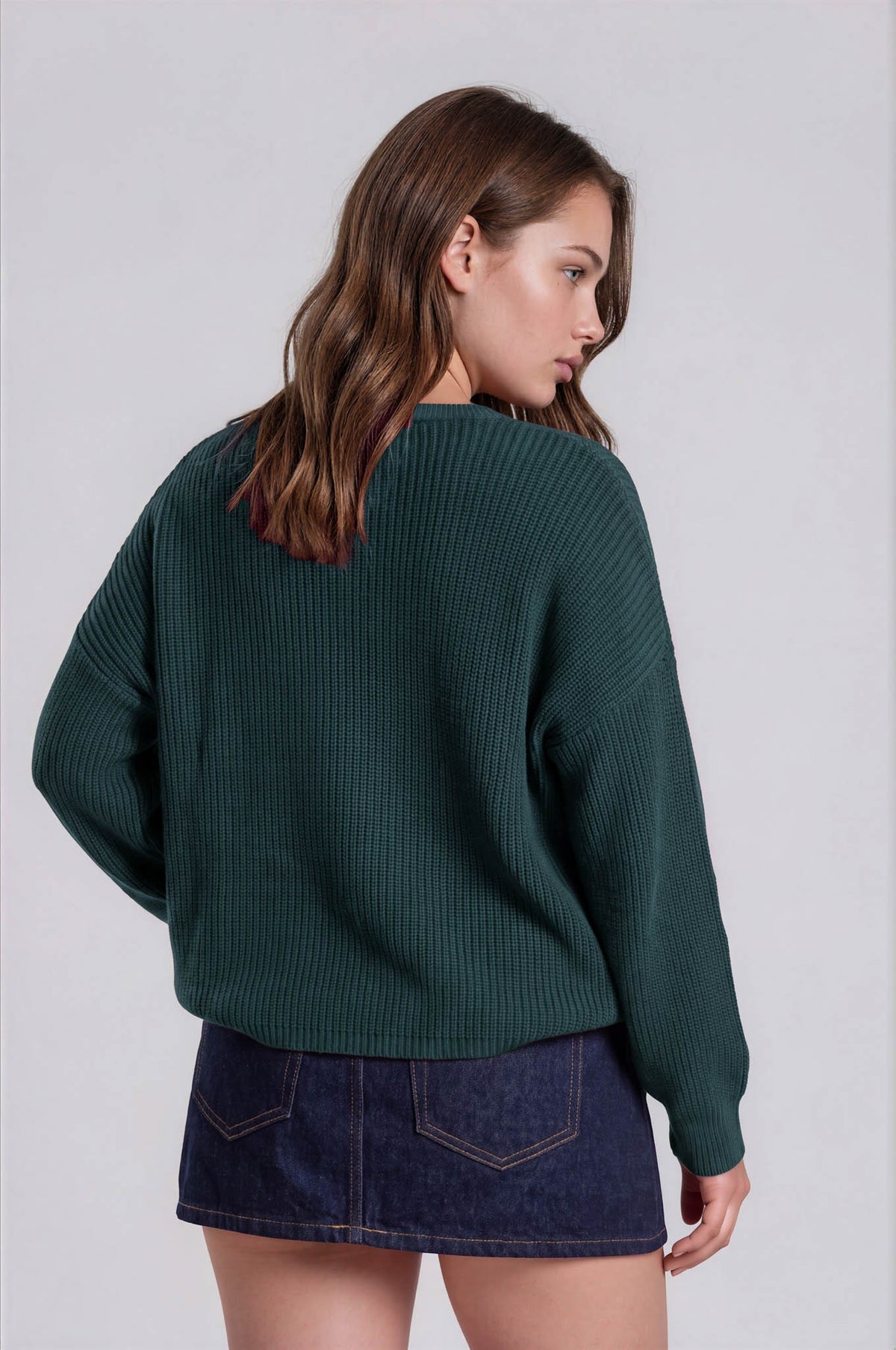 Plus Raw Edge Cropped Long Sleeve Knit Sweater