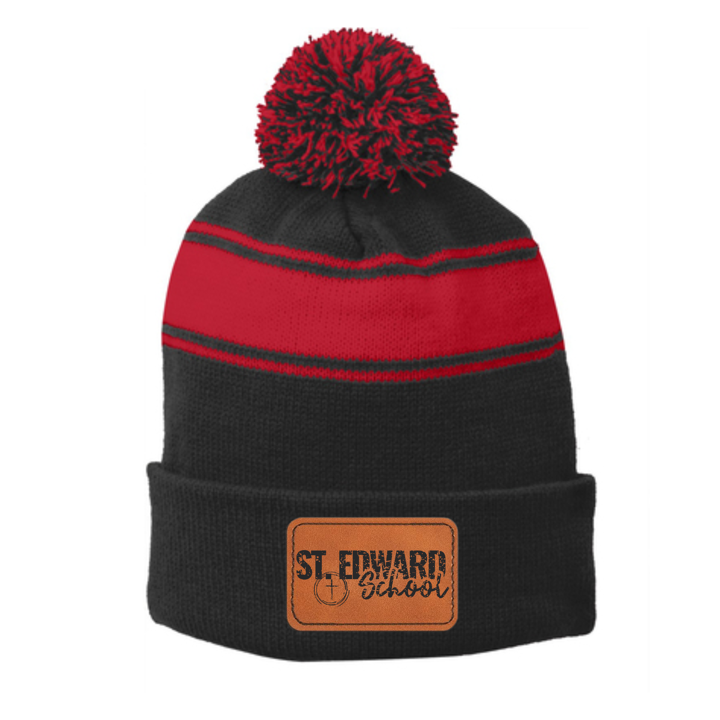 St. Edward Stocking Cap With Rectangular Leather Patch