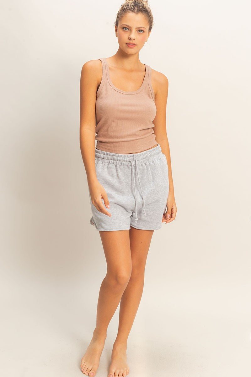 Heather Grey Acid Wash Shorts