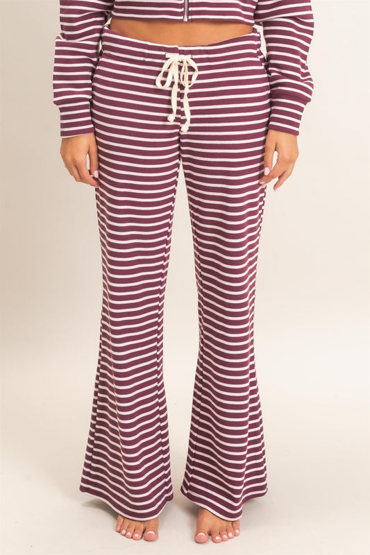 Low Rise Striped Waffle Knit Pants