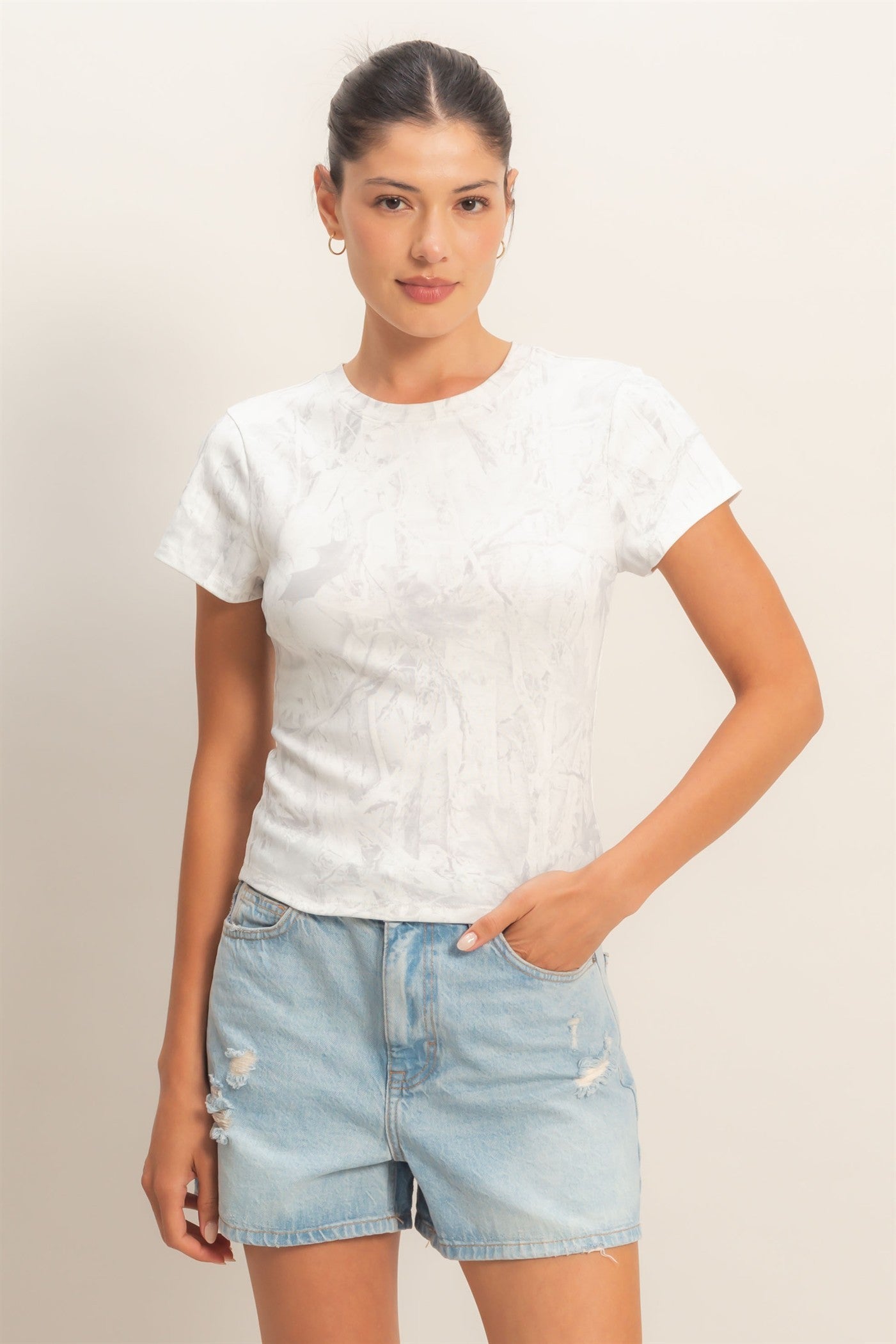 Camo Fitted Crew Neck T-Shirt