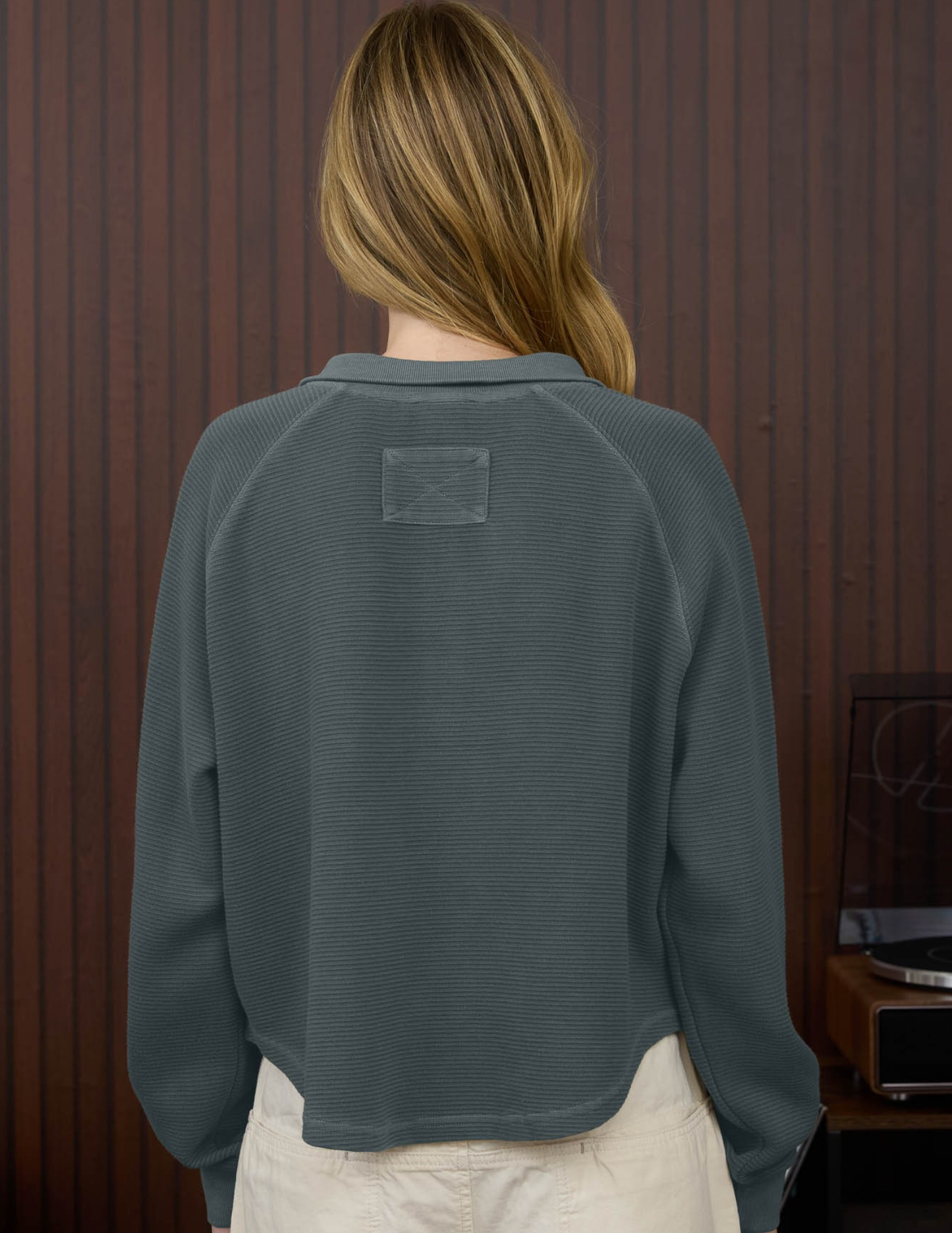 Mock Neck Half Snap Button Long Sleeve Knit Top