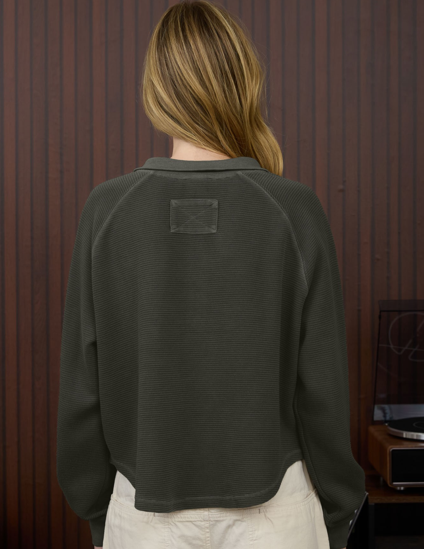 Mock Neck Half Snap Button Long Sleeve Knit Top