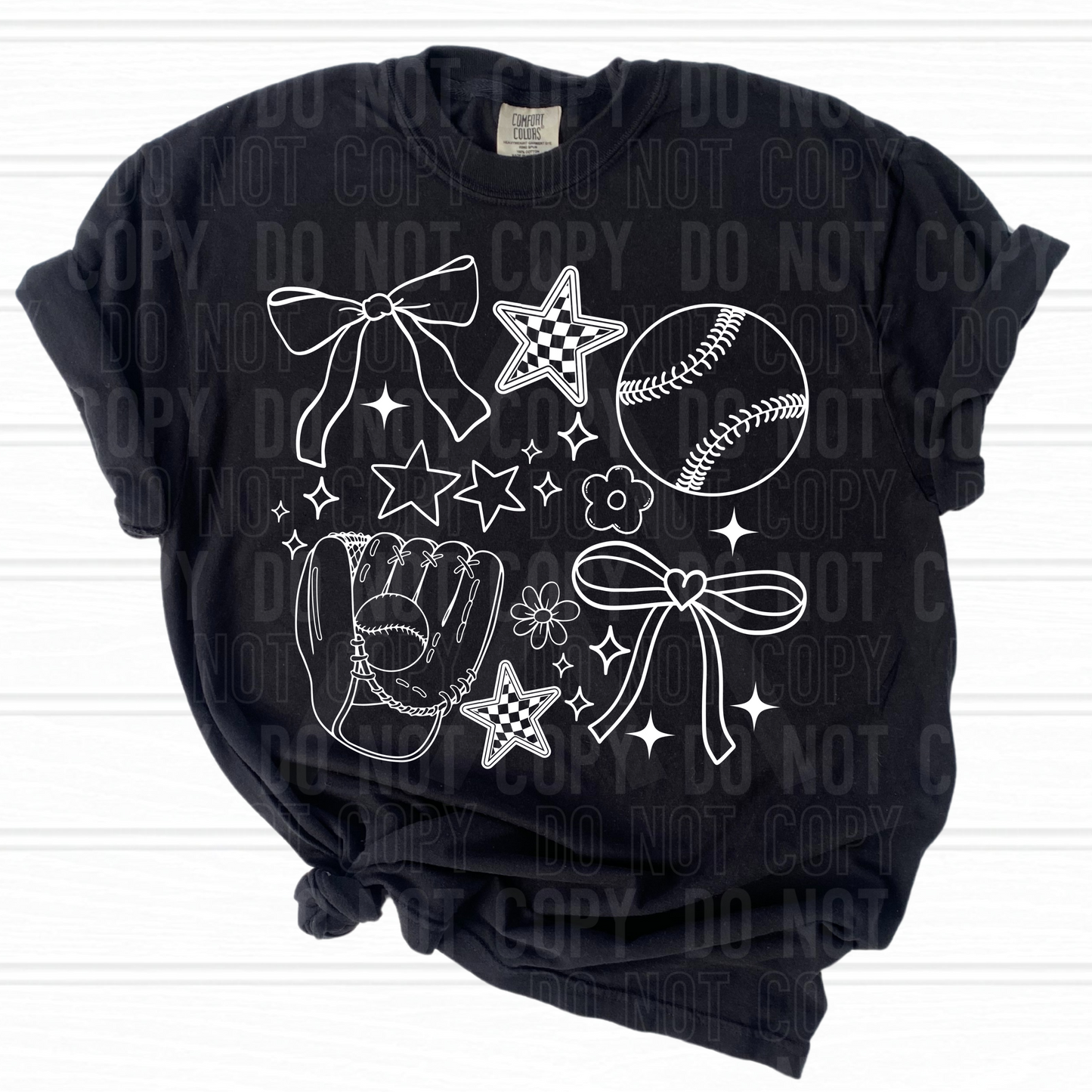 Baseball Doodle White