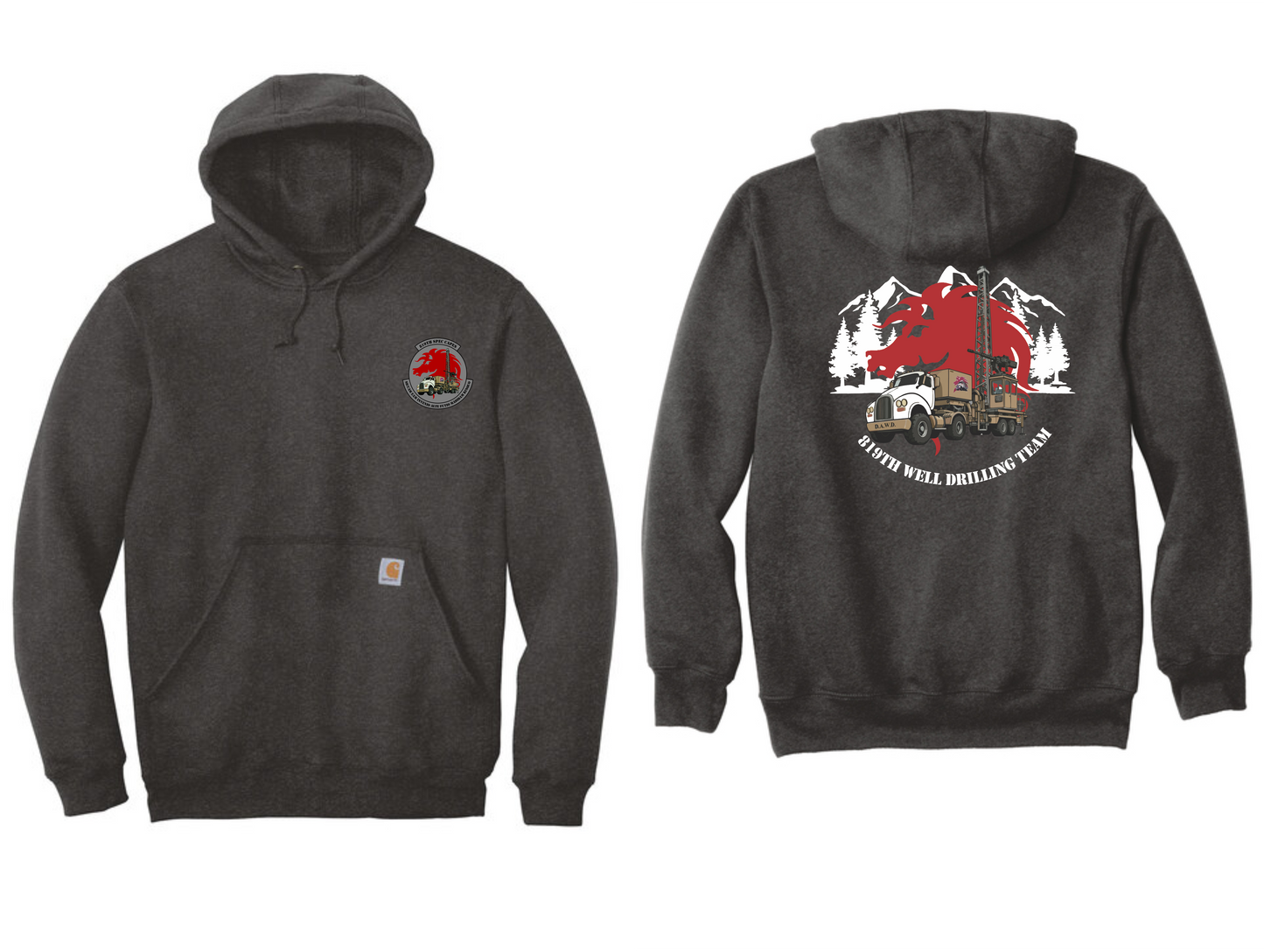 CTK121-Carhartt Midweight Hooded Sweatshirt -Carbon Heather-819th Well Drilling Team