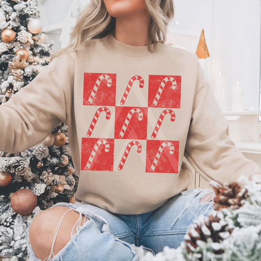 Candy Cane Checker Sweatshirt