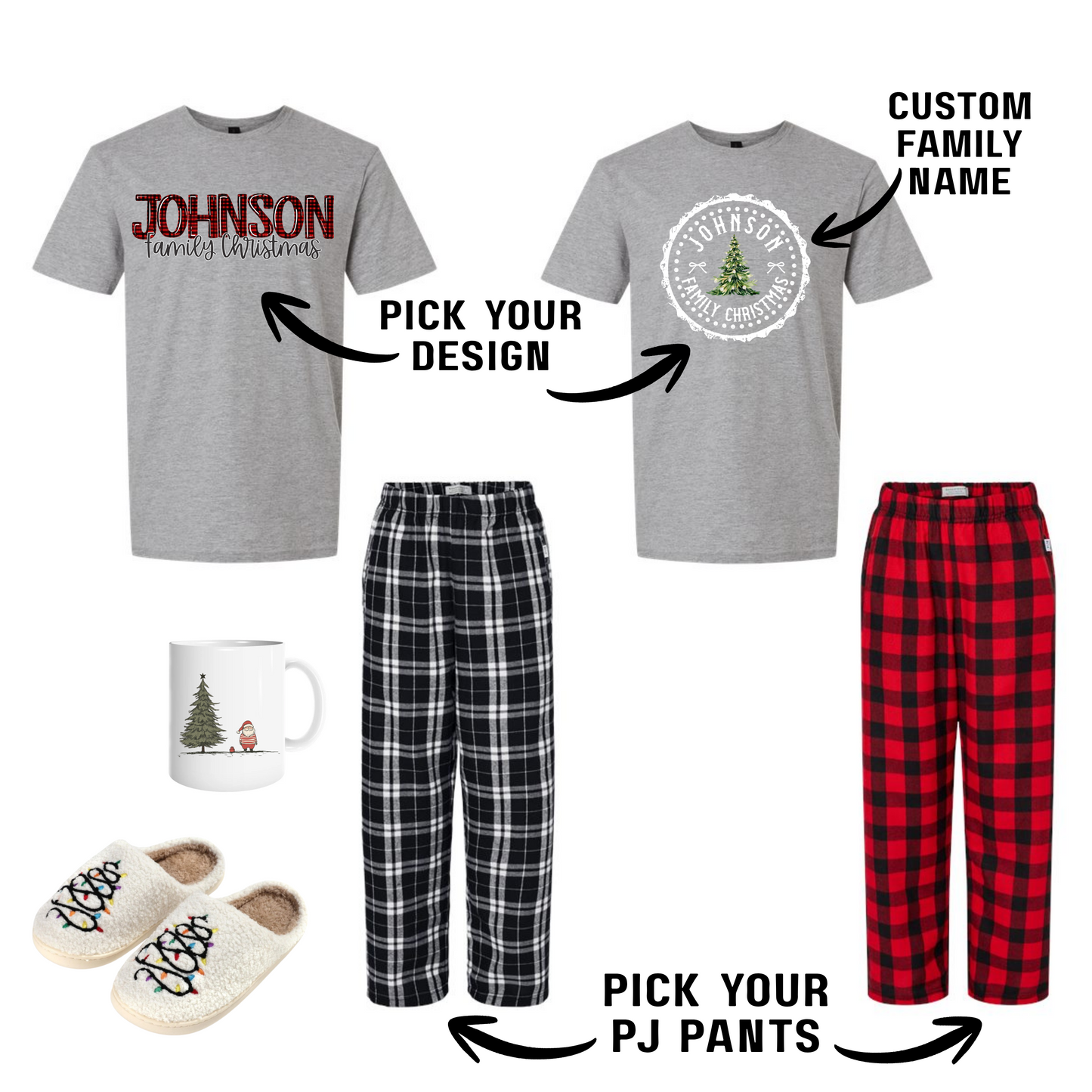 Custom Christmas Family Pajama Set (Top and Bottom)