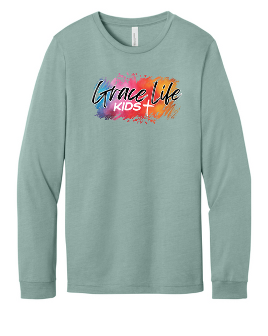 BC3501CVC-Heather Dusty Blue-Grace Life Kids-Long Sleeve