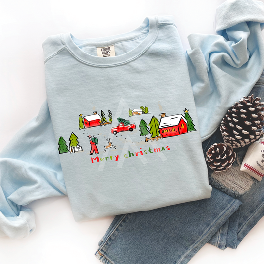 Merry Christmas Village Sweatshirt