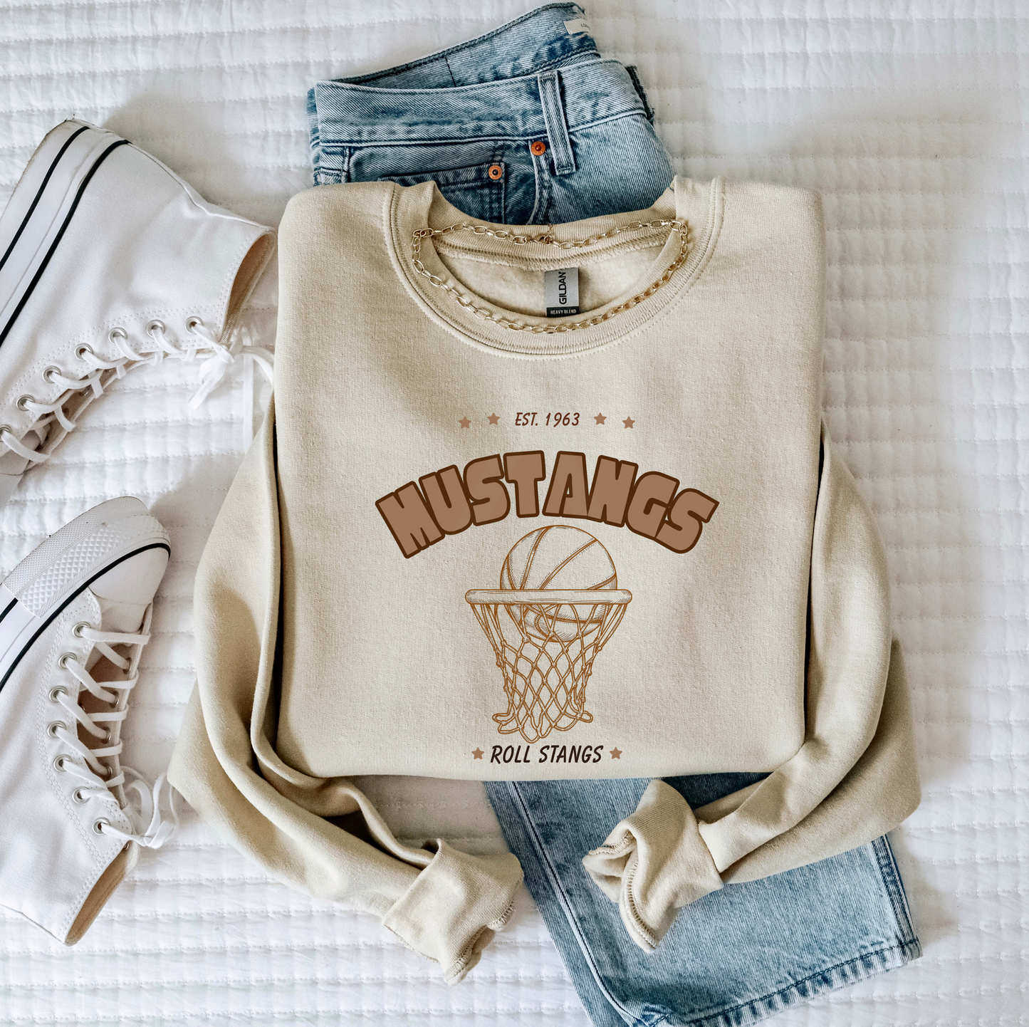 Mustangs Sketch Basketball Sweatshirt