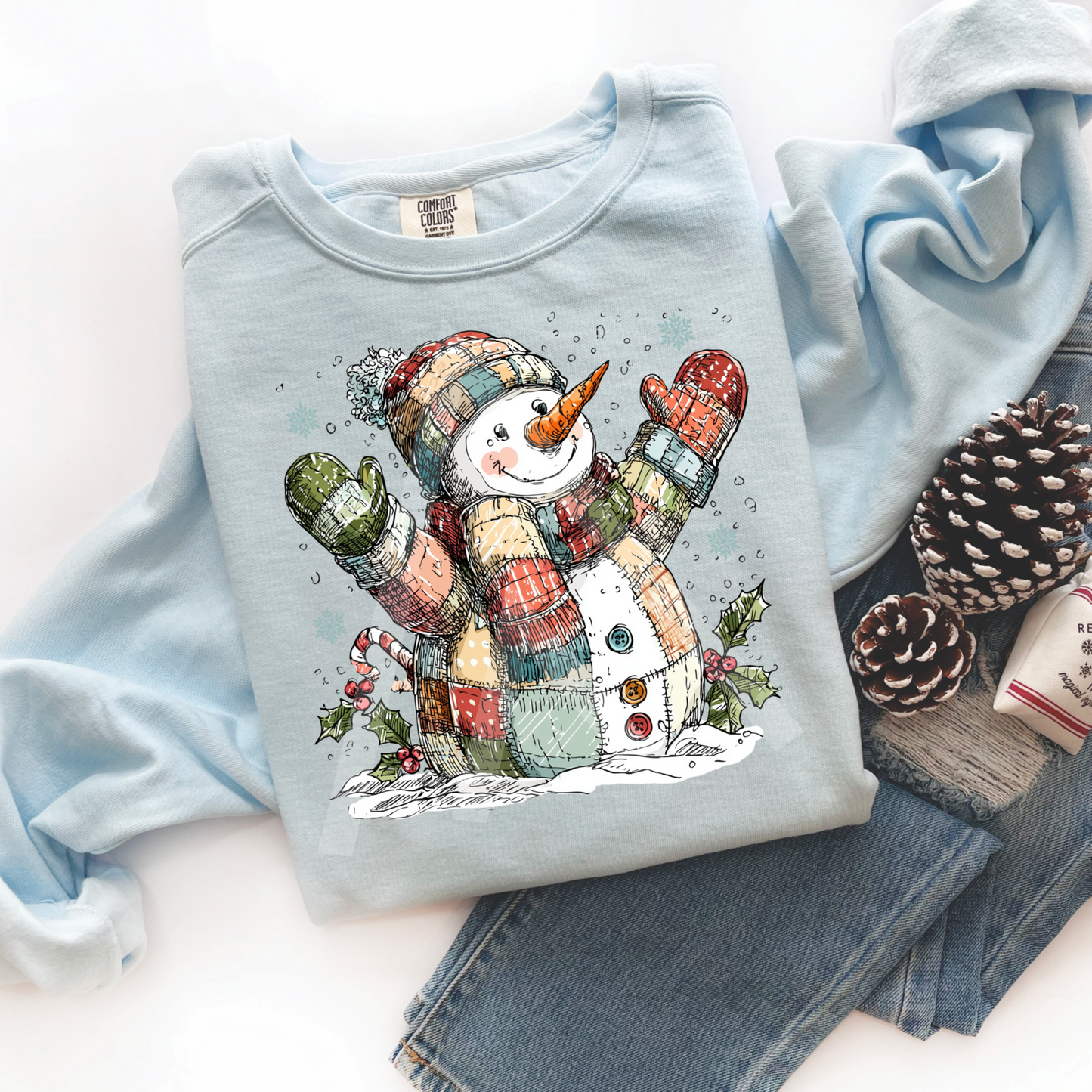 Patchwork Snowman Sweatshirt