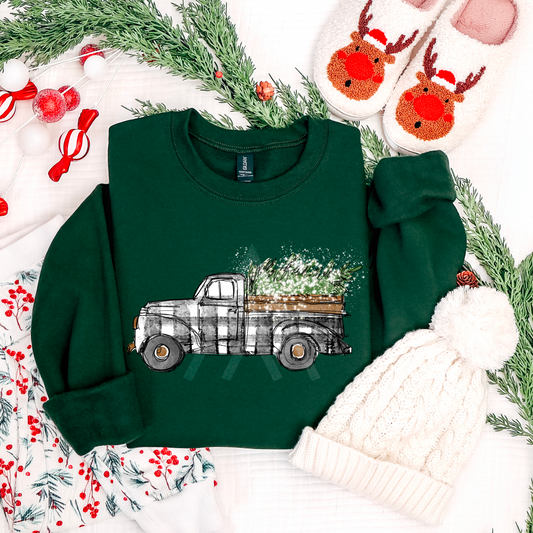 Plaid Christmas Truck Sweatshirt