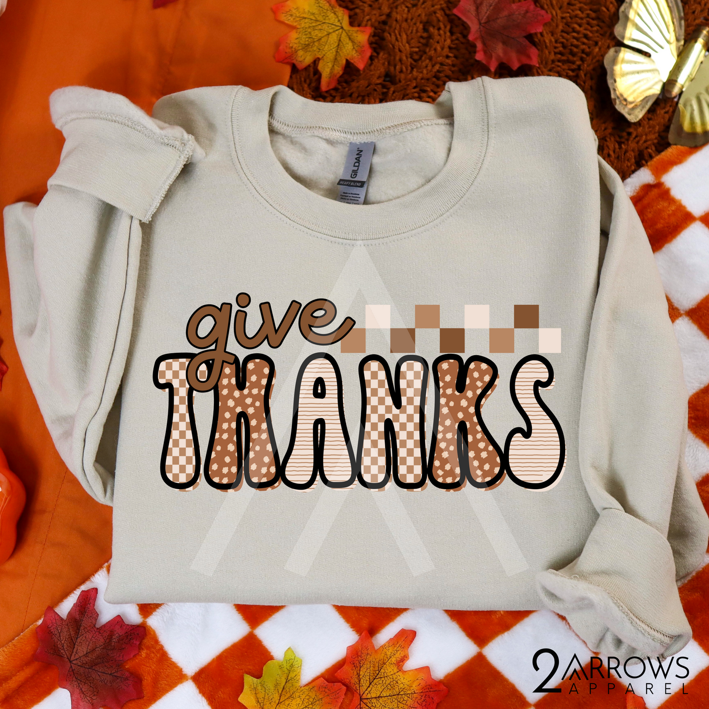 Plaid Give Thanks Sweatshirt