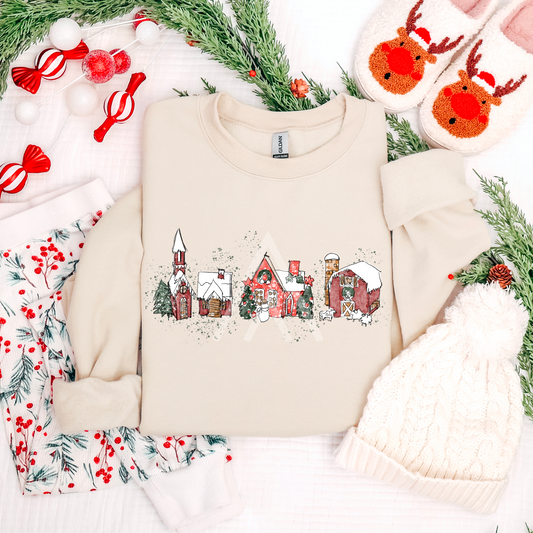Simple Christmas Village Sweatshirt