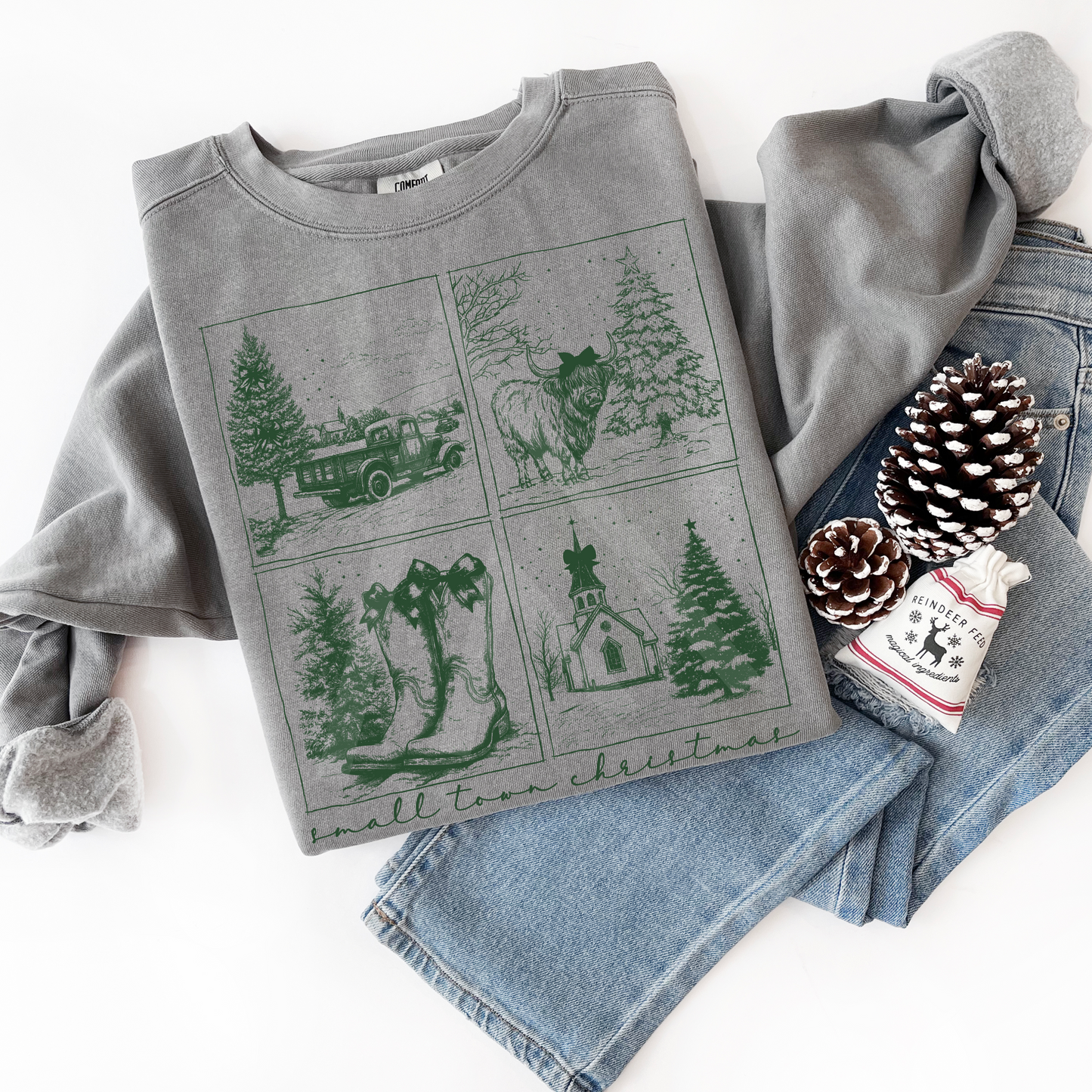 Small Town Christmas Squares Sweatshirt