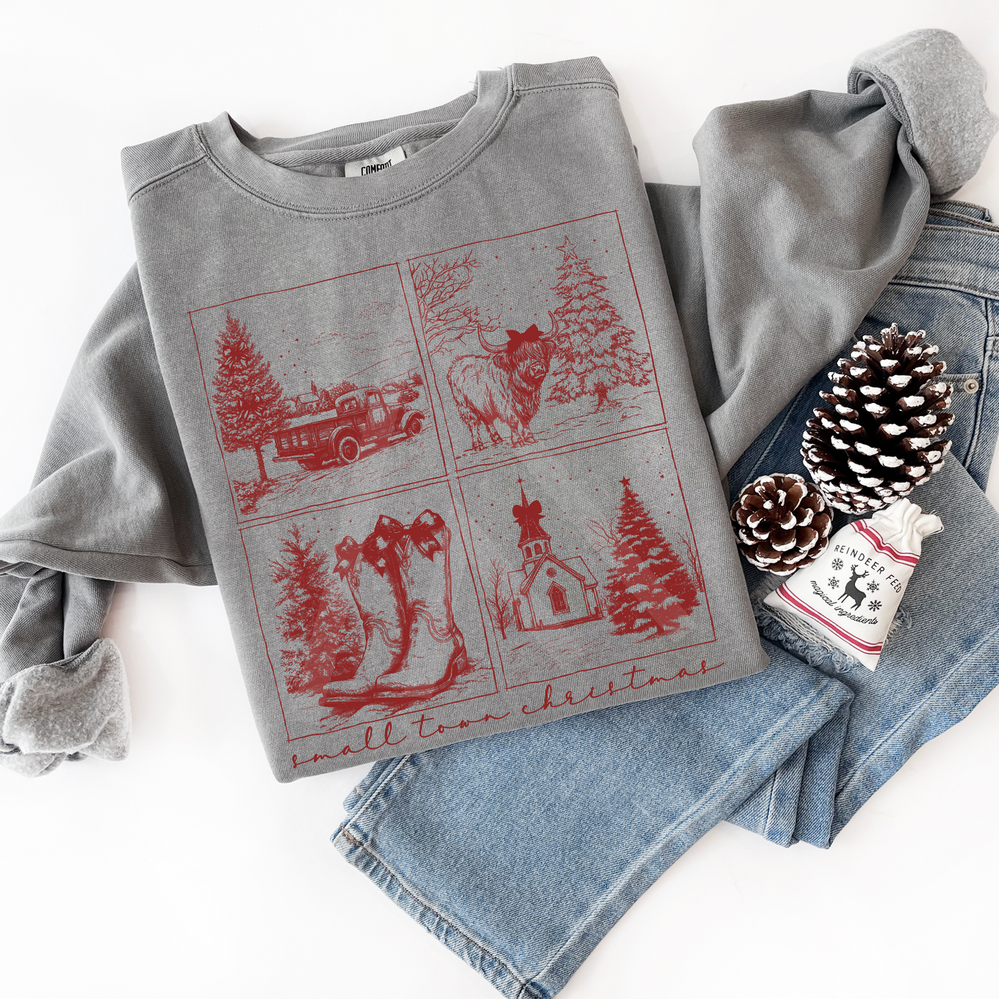 Small Town Christmas Squares Sweatshirt