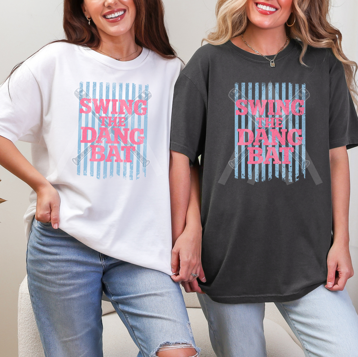 Vintage Stripe Swing The Dang Bat- Blue & Pink