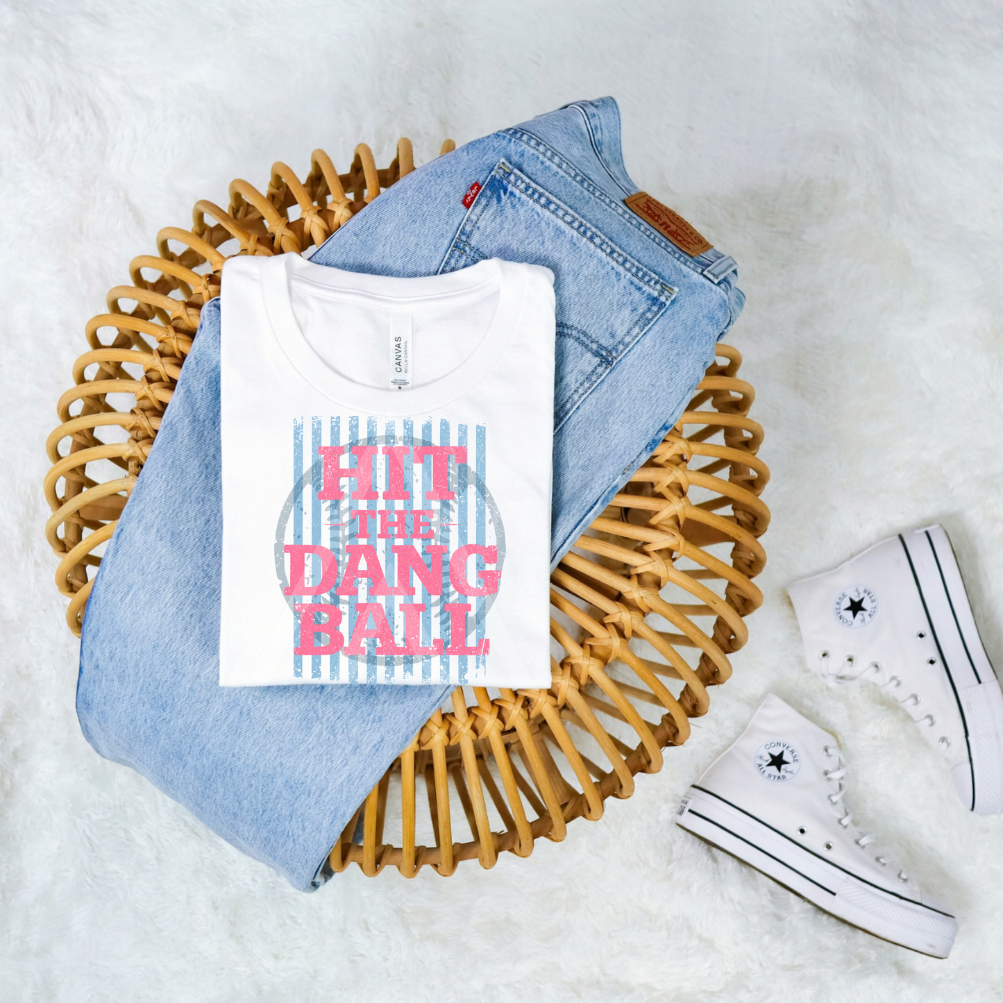 Vintage Stripe Coffee Ballfield Vibes- Blue & Pink