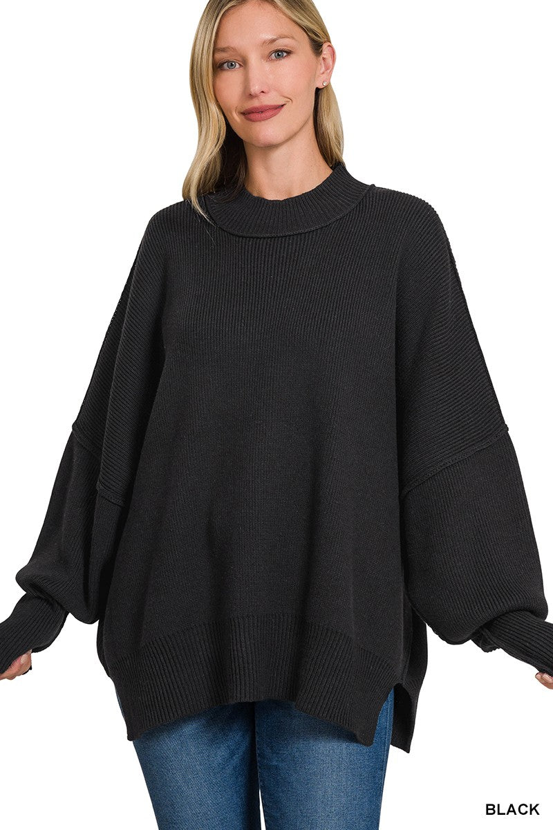 Plus Side Slit Oversized Sweater
