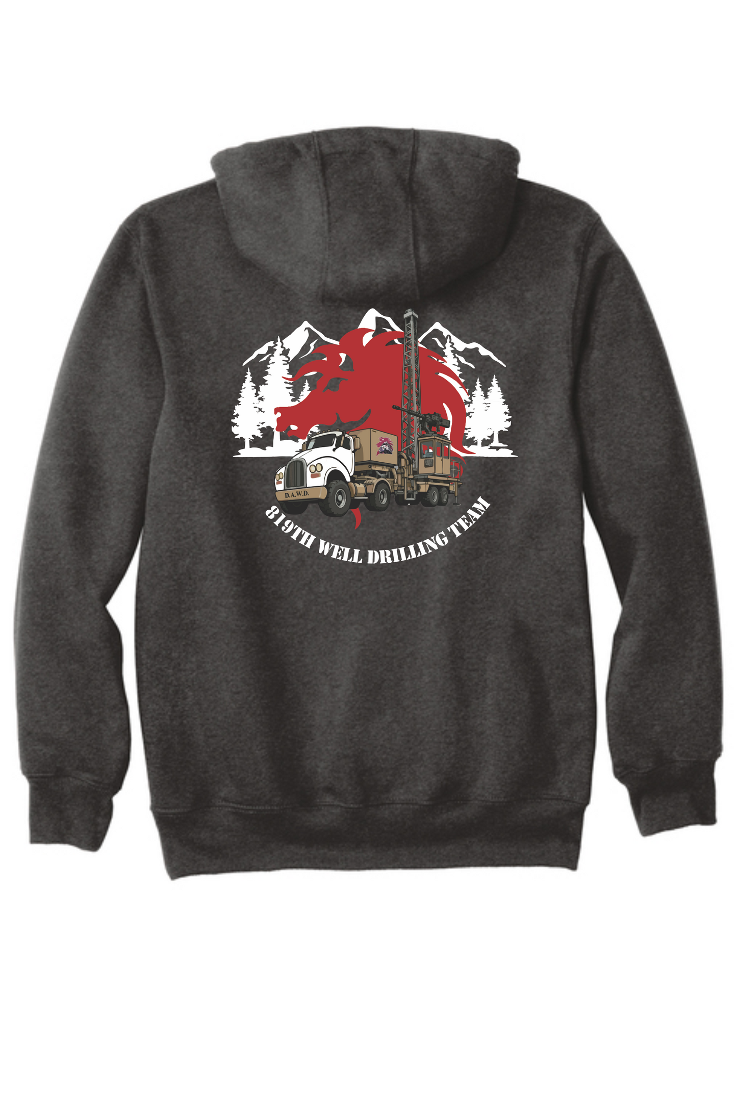 CT100615-Carhartt Rain Defender Hooded Sweatshirt -Carbon Heather-819th Well Drilling Team