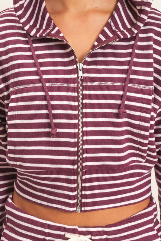 Striped Zip-up Hoodie